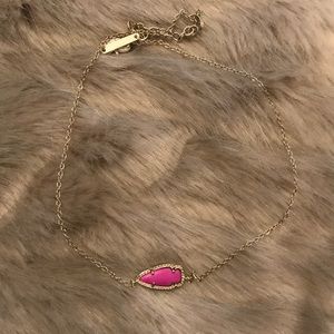 Gold Pendant Necklace in Pink